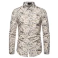 Herren Langarm Blumen Print Freizeit Hemd Vintage Revers Knopfleiste Cardigan Top - Paisley-Blumenmuster
