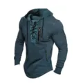 Men's stylish lace-up hooded sweatshirt with zip pockets, comfortable casual streetwear. - S / Tops / Blue