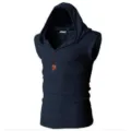 Débardeur sans manches à capuche bleu foncé pour homme fitness sport d'été détail - L / Hauts / Bleu