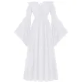 Detailansicht des weißen mittelalterlichen Renaissance Kleides mit Off-Shoulder und Trommelärmeln. - S / Kleider / Weiß