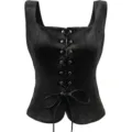 Gilet de costume Viking médiéval Renaissance, détail corset à lacets en suédine noire. - S / Noir