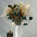Bouquet de fleurs séchées pampas herbe naturelle eucalyptus avec vase en céramique - HS183