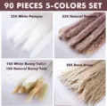 90 Pieces Pampas Grass Dried Flowers Bouquet Natural Reed Bunny Tails Set for Home Decor - 90 Pcs Combination 2 (With Box)-HS151