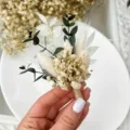 Handmade dried flower boutonniere with eucalyptus and baby breath for wedding party decor detail. - XH04