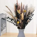 Détail de bouquet de fleurs séchées avec herbe de la pampa et eucalyptus pour décoration. - HS190