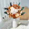 Preserved rose eucalyptus dried flower bouquet with white ceramic vase for home decor - Crystal Grass + Preserved Rose Bouquet (Without Vase) / Orange