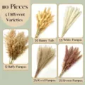 Detalle de ramo de flores secas, 110 piezas con 5 variedades surtidas para decoración. - Combo de 110 Piezas con Caja