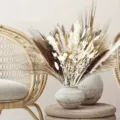 Dried pampas grass bouquet with ceramic vase, natural bohemian home decor floral arrangement. - Dried Flower Bouquet (HS196)