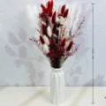 Bouquet de fleurs séchées pampa bohème avec vase céramique blanche pour déco 43cm - 55pcs / Rouge