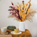 Dried pampas grass bouquet with white ceramic vase for autumn home decor and wedding arrangement. - Dried Flower Bouquet (HS207)