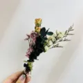 Mini dried flower bouquet detail, natural eucalyptus and small dried roses for gift box decor. - XH125