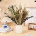 Natural dried pampas grass bouquet with white ceramic vase for home decor party photography props - HS181