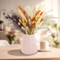 Dried Pampas Grass Bouquet with Pink Ceramic Vase for Home Living Room Decoration - HS177
