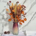 Beautiful dried flower bouquet with pampas grass and rabbit tail in a gradient vase for home decor. - Dried Flower Bouquet (HS203)