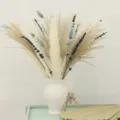 Bouquet de fleurs séchées naturelles avec herbe de pampa et queue de lapin en vase blanc. - HS192