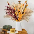 Beautiful dried pampas grass bouquet with bunny tails in white vase for home autumn decor - HS195