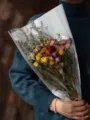 Dried flower bouquet multi-head rose natural air-dried real flowers for home decor photo - Mixed Color Bubble + Free Baby's Breath (Over 35 Roses)