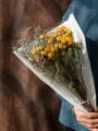 Vintage dried yellow rose bouquet with baby's breath for graduation photo and home decor. - Dreamy Barbie + Free Baby's Breath (Over 35 Roses)