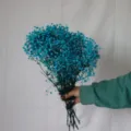 Blue preserved baby's breath dried flower bouquet for romantic gifts and home decor. - Teal Blue