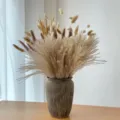 Natural dried pampas grass bunny tails flowers bouquet with vintage ceramic vase for decor - Stoneware Vase Dried Flower Decor (HS64)