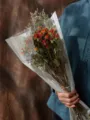 Vintage dried flower bouquet with multi-head roses, elegant home decor and graduation gift. - Orange Juice + Free Baby's Breath (Over 35 Roses)