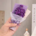 Mini dried flower bouquet purple gypsophila small gift for birthday and teacher day parties - Purple Gypsophila with Purple Paper Mini