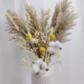 Bouquet de fleurs séchées naturelles avec herbe de pampa et coton pour déco intérieure. - HS186