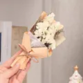 Mini dried flower bouquet gift box ideal for birthday party teacher day cute aesthetic. - White Forget-Me-Not with Mauve Paper Mini