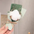 Mini dried flower bouquet cotton green wrapping gift decoration cute style variant option - Cotton with Teal Paper Mini