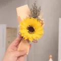 Mini sunflower dried flower bouquet gift, ideal for birthday party favors and lovely gifts. - Sunflower Soap Flower Mini