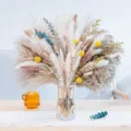 Φυσική αποξηραμένη ανθοδέσμη pampas grass με ουρές κουνελιού και ευκάλυπτο για διακόσμηση. - HS45