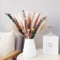 Natural dried pampas grass bouquet with eucalyptus and rabbit tails for home decor. - HS16
