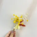 Small dried flower bouquet with yellow baby's breath and mixed plants for wedding decor. - XH37