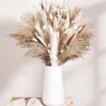 Ramo de flores secas de pampa con florero blanco para decoración de hogar estilo boho - HS19