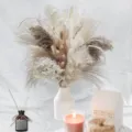 Natural dried pampas grass bouquet set with white ceramic vase for home decor and gifting - HS07