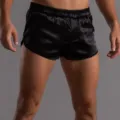Men's Black Satin Shorts Silk Lounge Boxer Shorts Comfortable Sleepwear Underwear Variant - S / Black