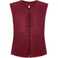 Men Medieval Gothic Vest Dark Red Faux Suede Lace-Up Renaissance Pirate Sleeveless Top - S / Burgundy