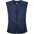 Men's Medieval Renaissance Pirate Gothic Vest Dark Blue Lace-Up Sleeveless Tank Top - Navy Blue