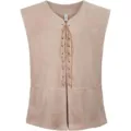 Men medieval renaissance pirate gothic steampunk vest lace up faux suede tan waistcoat top - Off White