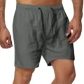Herren lässige einfarbige Badeshorts, bequemer elastischer Bund mit Kordelzug, dunkelgrau. - M / Unterteile / Dunkelgrau