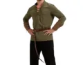 Mittelalter Renaissance Herren Kostüm Pirat Hemd Schnürung Armschienen Halloween Outfit - S / Oberteil Und Unterteil / Mittelalter Grünes Oberteil + Schwarze Hose