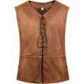 Gilet médiéval renaissance pirate gothique pour homme haut costume à lacets cosplay. - S / Marron