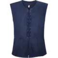 Mens medieval renaissance pirate gothic steampunk vest lace up waistcoat sleeveless top - Navy Blue