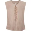 Men's Medieval Renaissance Pirate Gothic Faux Suede Lace-Up Vest in Khaki Color Variant - Off White