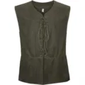 Men's medieval renaissance pirate vest, dark green vintage lace-up sleeveless tank top. - Army Green