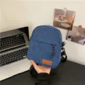 Blue corduroy crossbody bag for women, stylish casual shoulder bag with zipper and adjustable strap. - Blue