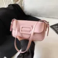Schicke rosafarbene Umhaengetasche fuer Damen, stilvolle PU Leder Achseltasche Handtasche. - Rosa