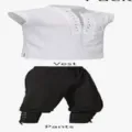 Ensemble de costume de pirate médiéval pour hommes chemise sans manches et pantalon noir - S / Haut Blanc Et Pantalon Noir Ensemble de 2 Pièces
