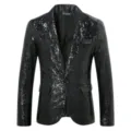 Men's Black Sequin Blazer Sparkly Disco Suit Jacket For Party Prom Tuxedo Outerwear - S / Black