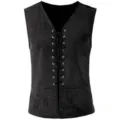 Gilet homme médiéval renaissance à lacets noir costume cosplay steampunk sans manches - S / Hauts / Noir